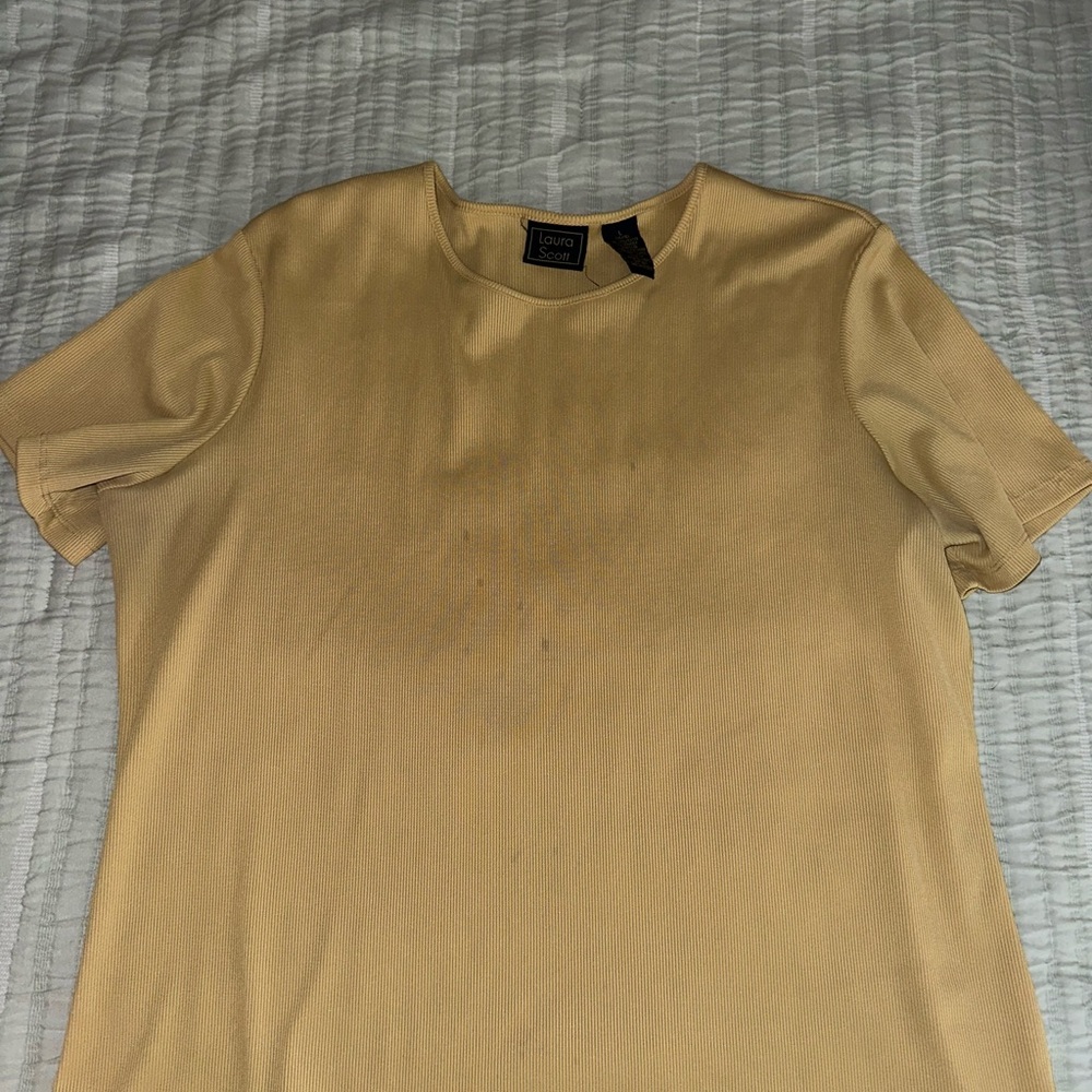 Laura Scott Tan Short Sleeve Tee